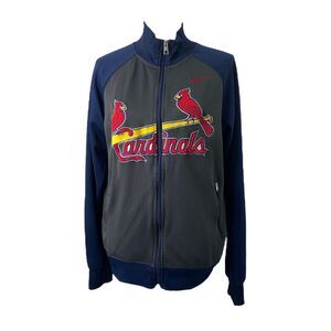 Nike Women's Track Jacket Grey and Blue MLB St. Louis Cardinals Size Small